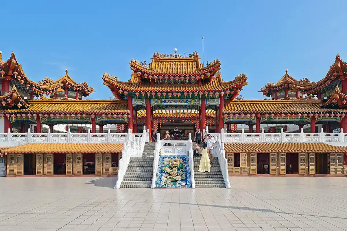 Thean Hou Temple in Kuala Lumpur with its colourful rooftops and traditional Chinese architecture, a popular cultural landmark for visitors exploring the city.