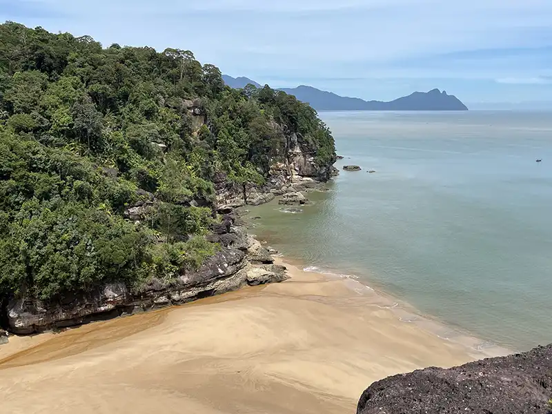 Bako National Park coastal cliffs and beach in Sarawak