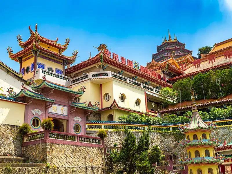 Kek Lok Si Temple in Penang with hillside pagodas and traditional Chinese architecture