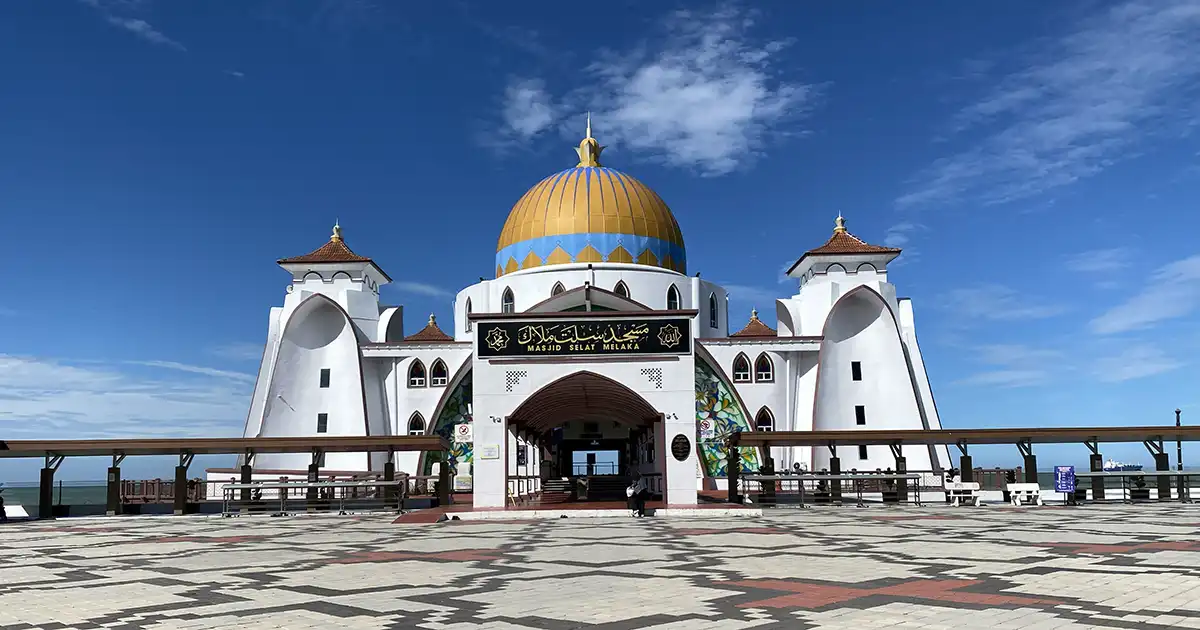 Straits Mosque in Malacca, a stop often included on a day trip from Kuala Lumpur